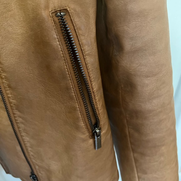 Camel brown Faux Leather Jacket - Picture 2 of 4
